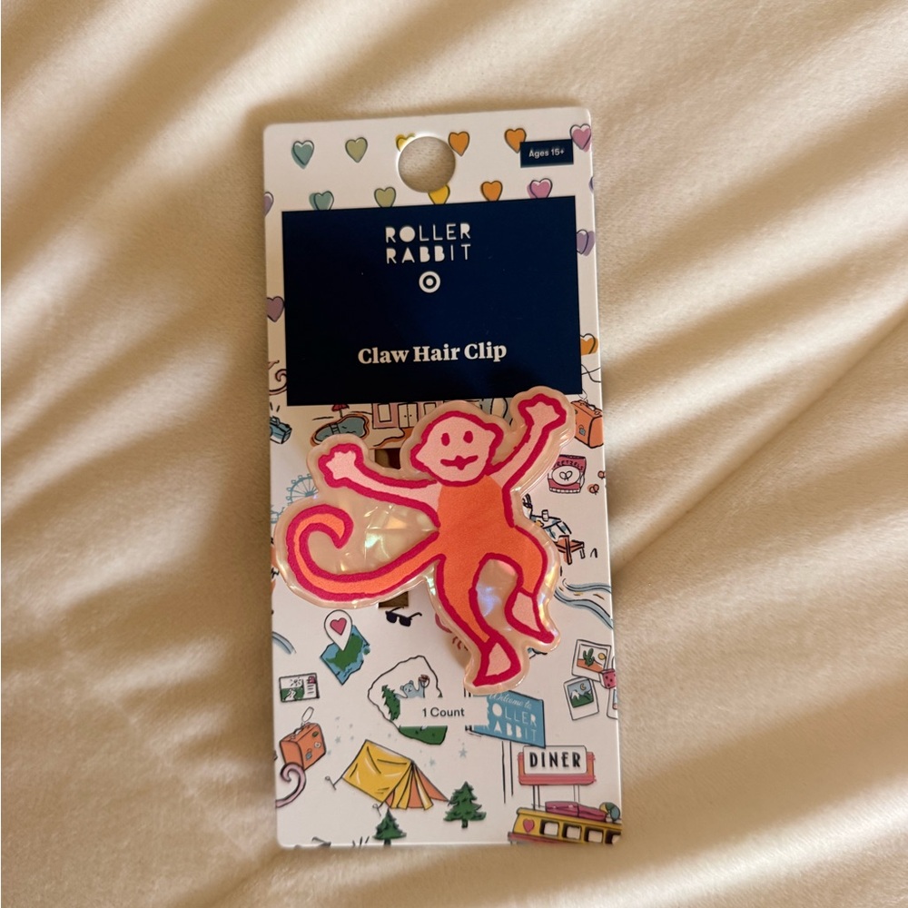 Roller Rabbit Pink Monkey Hair Clip